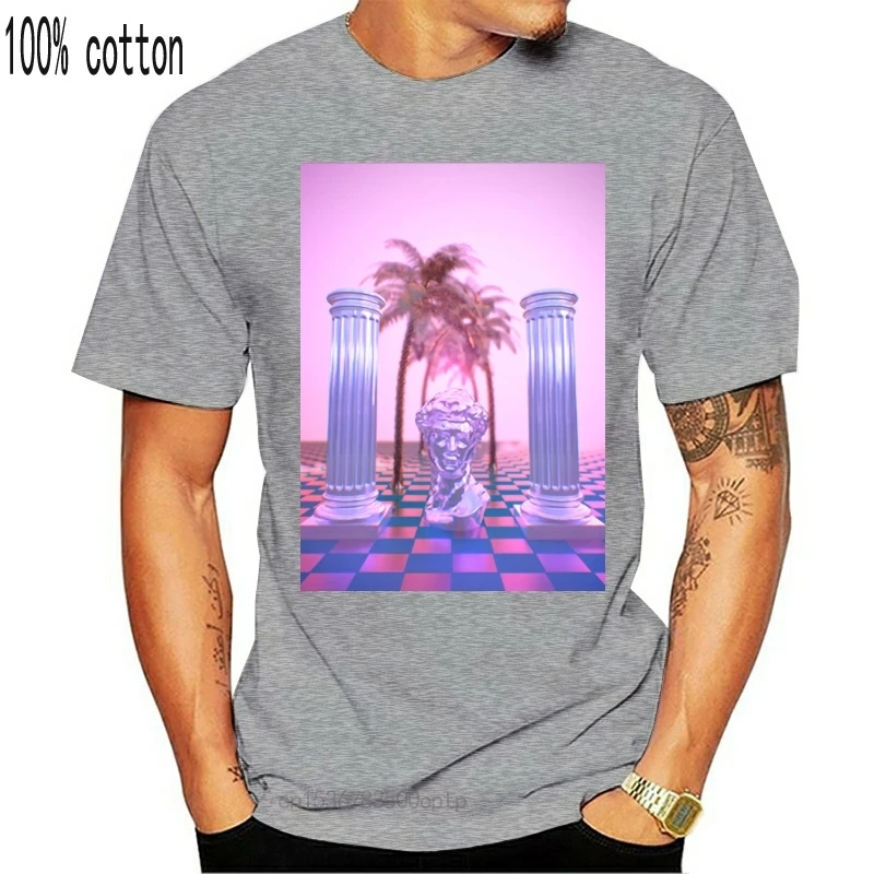 Мужские vaporwave футболка создать Хлопковое платье с круглым вырезом деловой