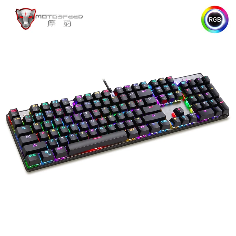 genuine motospeed ck104 gaming mechanical keyboard 104 key rgb backlit usb wired font glow russianenglish keyboards for desktop free global shipping