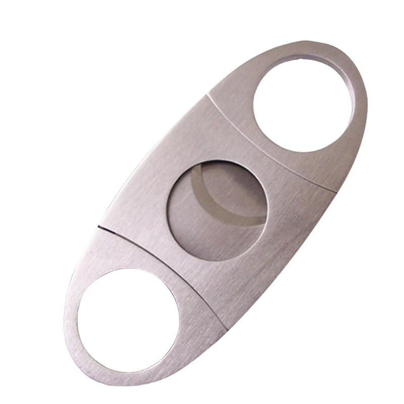 

1 Piece of Cigar Accessory Double Blade Household Goods Silver Stainless Steel Pocket Cigar Cutter Gadget
