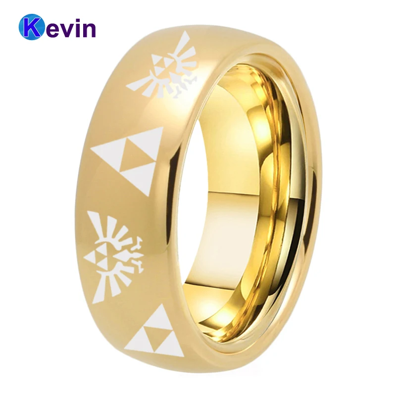 Мужское и женское вольфрамовое обручальное кольцо 8 мм купольное США с лазерной
