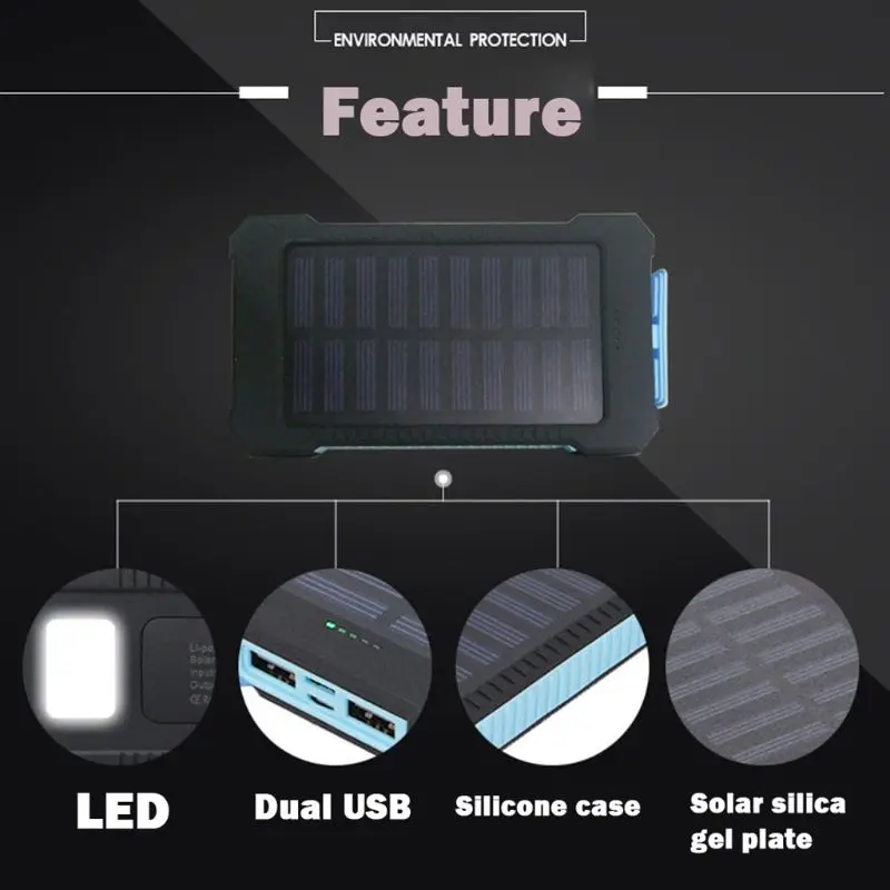 LED Dual USB Ports Solar Panel Power Bank Case Concise and vogue style Charger DIY Kits Box For Samsung 18#820