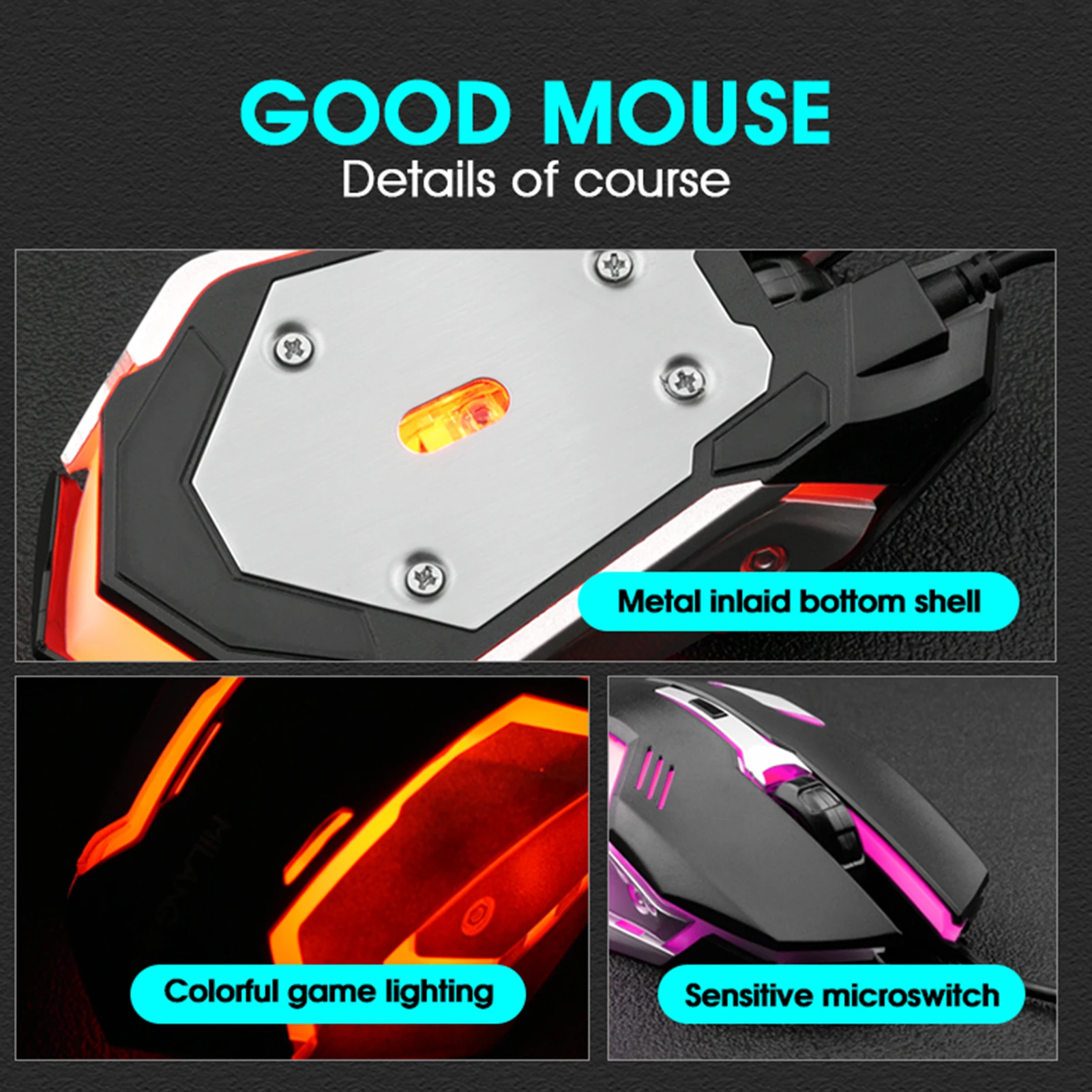 

Wired Mouse Fashion LED Light Optical Portable Mouse USB Plug And Play Mouse Ergonomic Professional Gaming Mice For Gaming 2021
