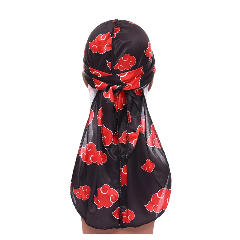 Men Silk Durag Graffiti Print Silky Bandanas For Long Tail Head Scarf Hair Cover Wave Cap Outdoor Hip Hop | Аксессуары для одежды
