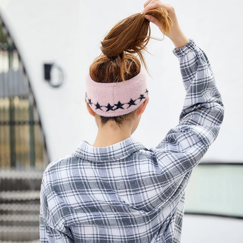 Новинка женская спортивная зимняя шляпа пустая модная шерстяная с принтом звезд