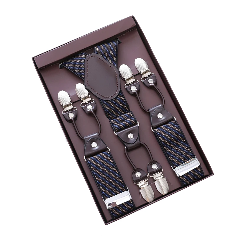 

Мужские модные регулируемые эластичные подтяжки для брюк, широкие Y-образные подтяжки 3,5 см с 6 металлическими зажимами, ремень для брюк, рем...