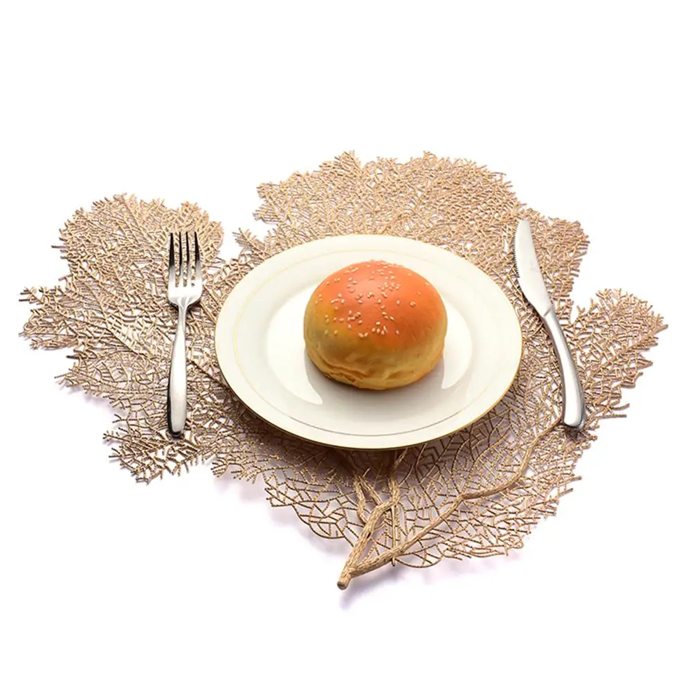 Коврики из ПВХ в форме листьев кораллового цвета коврики для подставки ажурный