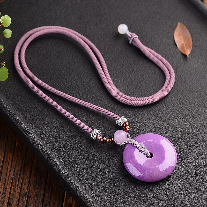 Оптовая продажа фиолетовая натуральная слюда Каменная Резная подвеска кнопка