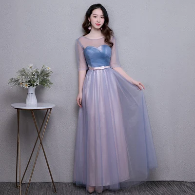 Элегантные платья невесты Гость Свадебная вечеринка Junior с плеча Выпускной синий