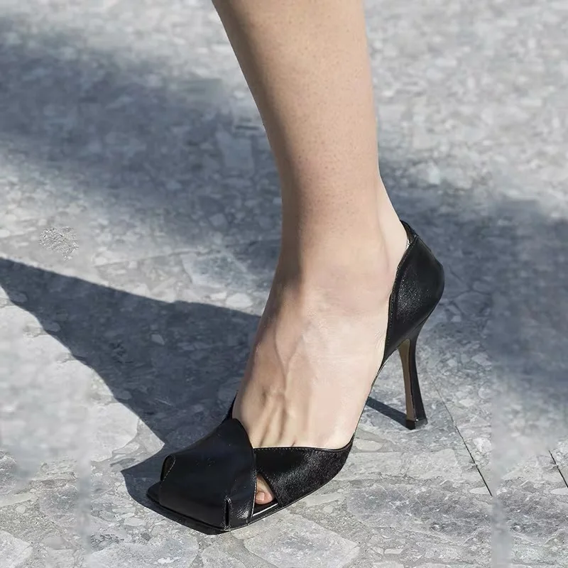 Женские сандалии на очень высоком каблуке туфли лодочки с квадратным носком и