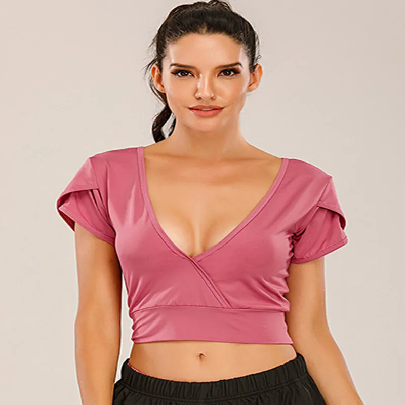 

Summer New Navel Low-Cut Sexy Yoga Comfort Fitness Shirt Women's Sports Short-Sleeved T-shirt Slim Fit