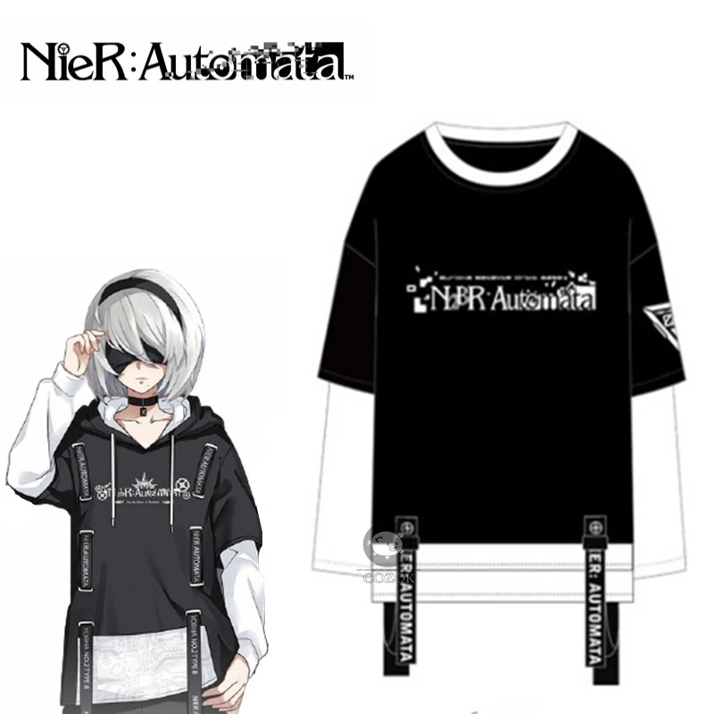 

Anime NieR:Automata YoRHa No.2 Type B Cosplay Costumes Hooded Coat Hoodie Long Sleeve T-shirt Casual Pants Couple Fashion Suit