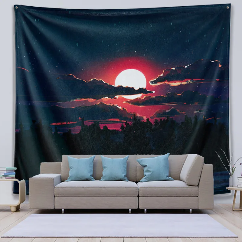 Тканевый фон для фотосъемки с изображением волн Луны моря 3D-печать на стене