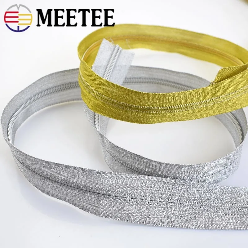 8 метров Золотая Серебряная 3 #5 # открытая нейлоновая молния для шитья сделай сам