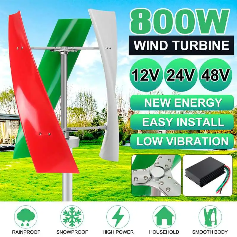 

Energy Windmill 400W 600W 800W 12V 24V 48V Lantern Vertical Axis Permanent Maglev Wind Turbine Generator With MPPT Controller