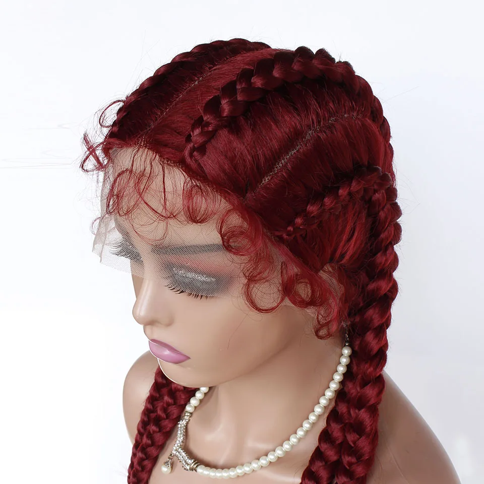 Парик для синтетических волос 99J термостойкие волосы с плетением 4 косички цвет