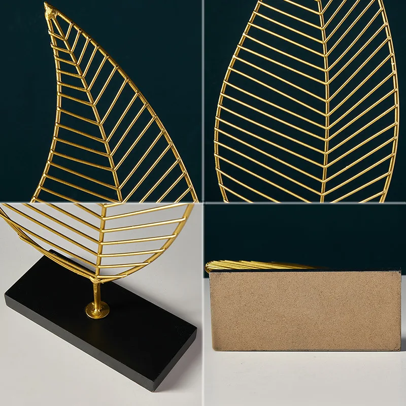 

Nordic Metal Leaf Ornament Iron Art Crafts Modern Abstract Desktop Ornaments Creative Bar Living Room Decor Accessories