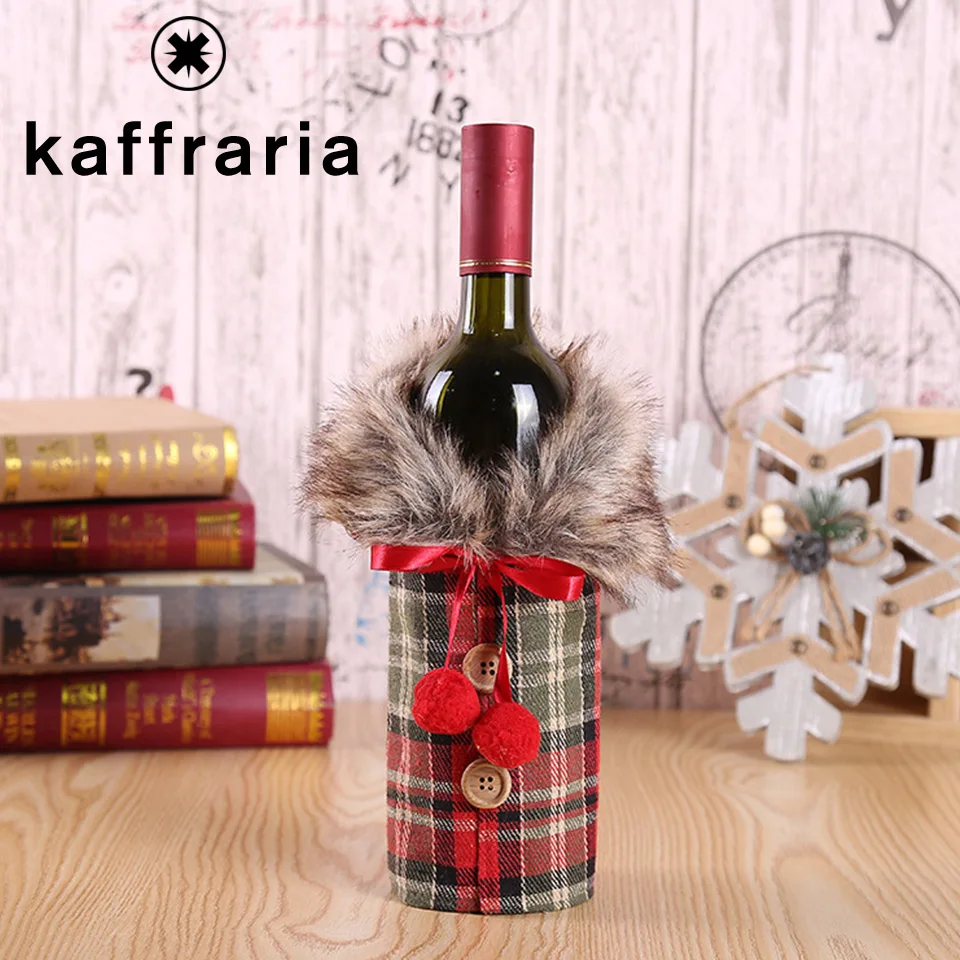 Kaffraria Рождественская Фотосумка 1 шт. льняная Крышка для бутылки шампанского