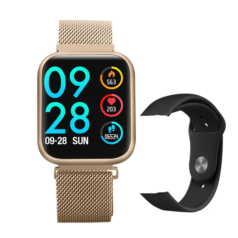 gold P80 модные часы Smart Watch Для мужчин Для женщин IP68 Водонепроницаемый полный сенсорный экран монитор сердечного ритма спортивные Фитнес трекер Smartwatch PK NY07 - Цвет: gold