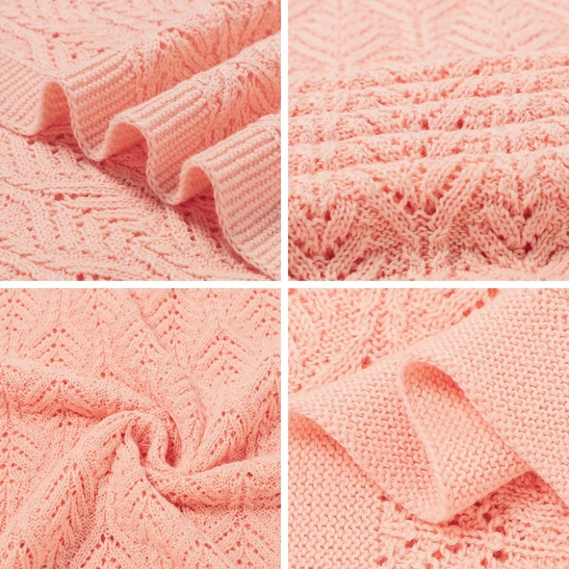 

Baby Blankets Knitted Newborn Bebes Stroller Bedding Quilts Unisex Blankets Toddler Kids Swaddling Wrap Infantil Leaves Hollow O