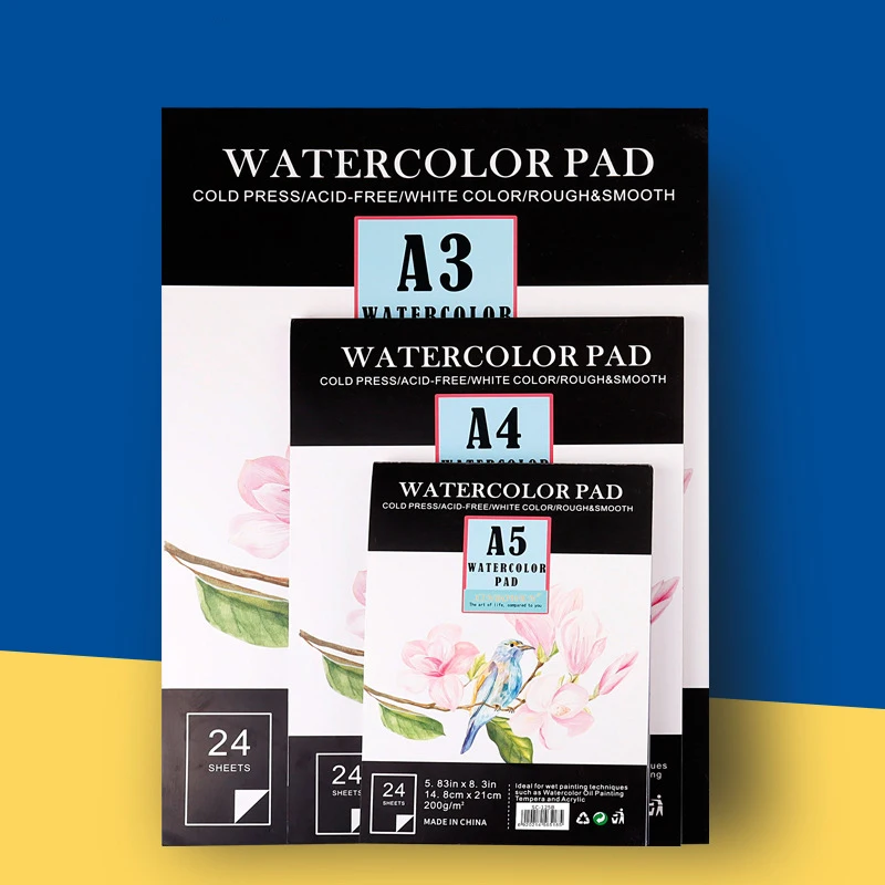 

180G/200G 24-Page Cotton Pulp Watercolor Book A3/A4/A5 Portable Painting And Sketching Beginner Watercolor Book Set