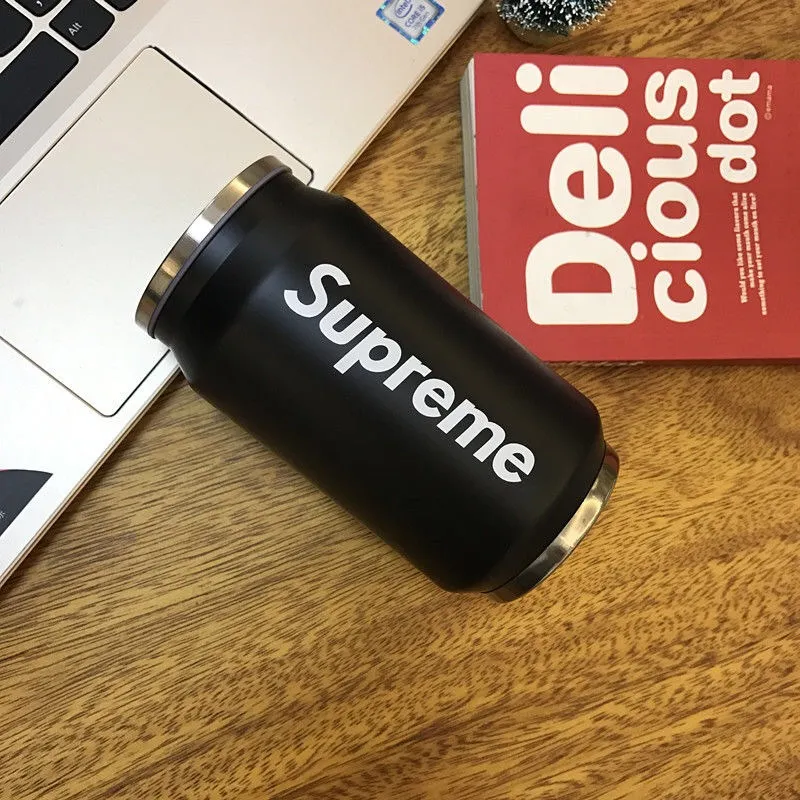 Black supreme Креативная модная термоизоляционная вакуумная колба из нержавеющей стали бутылка для напитков с соломенной щеткой термос герметичный на заказ - Цвет: Black supreme