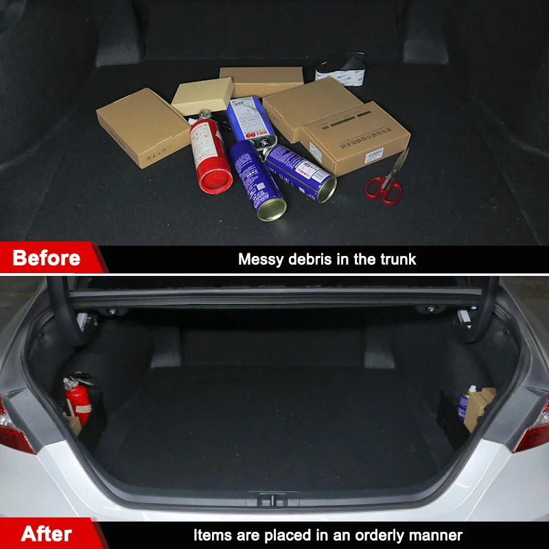 

Car Trunk Storage Box Container Organize Large Capacity Stowing Tidying Plastic Left Right Side Black For Toyota Camry 2018
