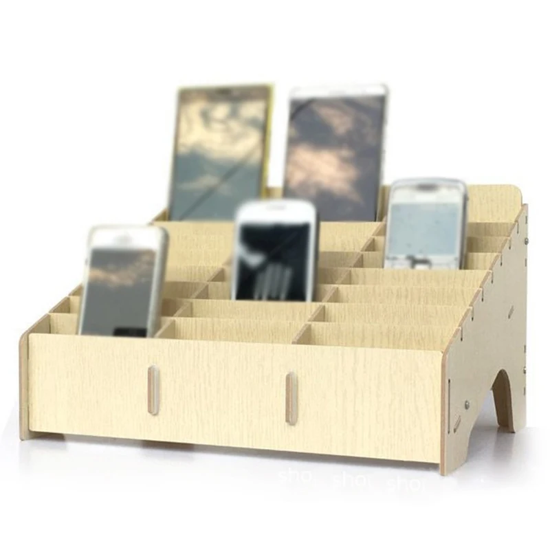 Multifunctional Wooden Storage Box Desktop Office 24 Grid Rack Mobile Phone Repair Tool Motherboard Display Accessories | Дом и сад