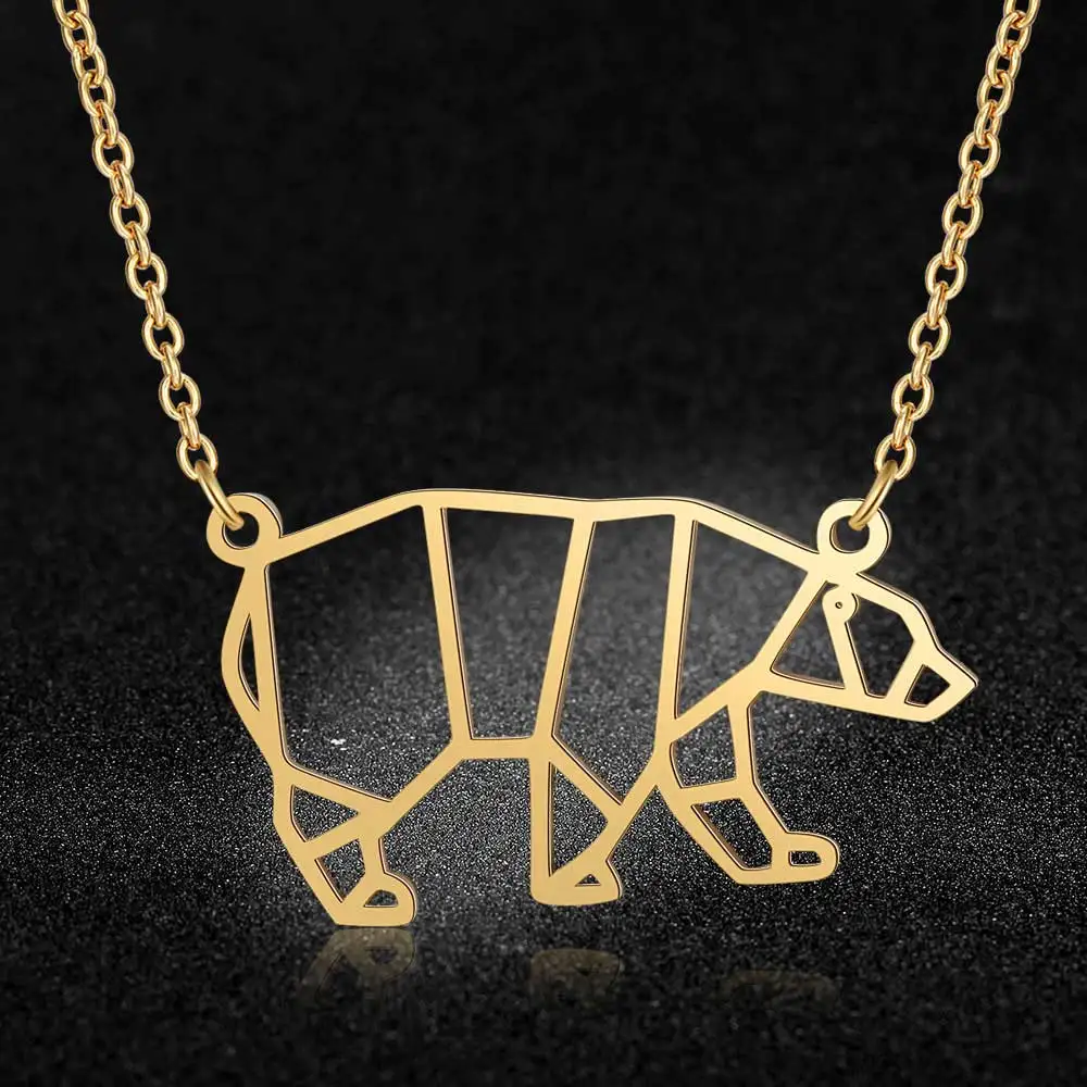 100% нержавеющая сталь животное медведь мама модное ожерелье для женщин