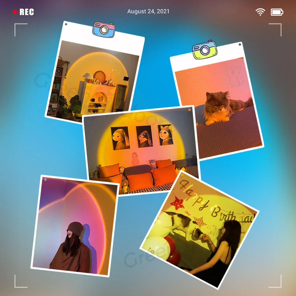 RGB лампа с проекцией заката и пультом дистанционного управления 16 цветов|Ночники|