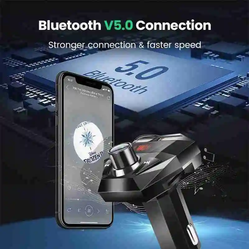 Черный Беспроводной Bluetooth 5 0 автомобильный FM трансмиттер Handsfree Car Зарядное