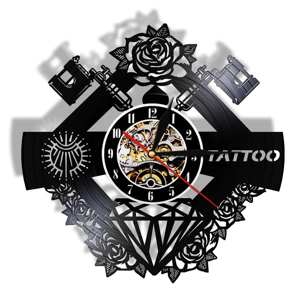 Тату машинка настенные часы студийный магазин сделанные из настоящей виниловой