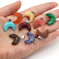 natural stone pendant moon shape stones exquisite charm for jewelry making diy necklace bracelet accessories size 20x20mm