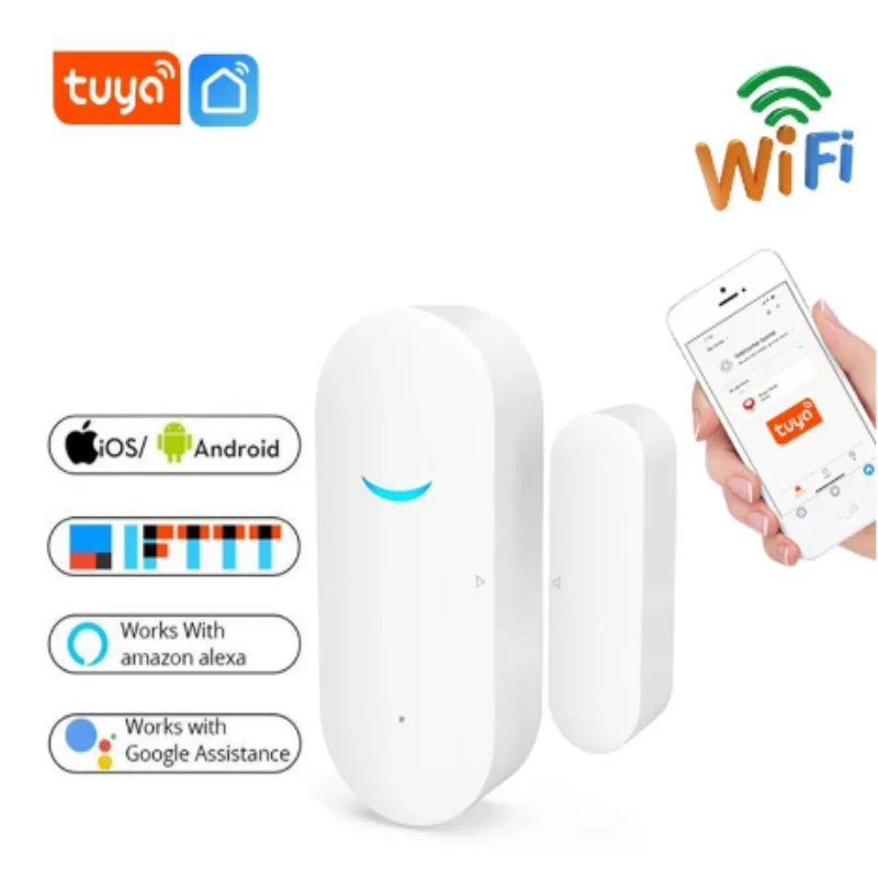 

Tuya Smart WiFi Door Sensor Door Open / Closed Detectors Alert Security Alarm WiFi App Notification Work With Alexa Google Home