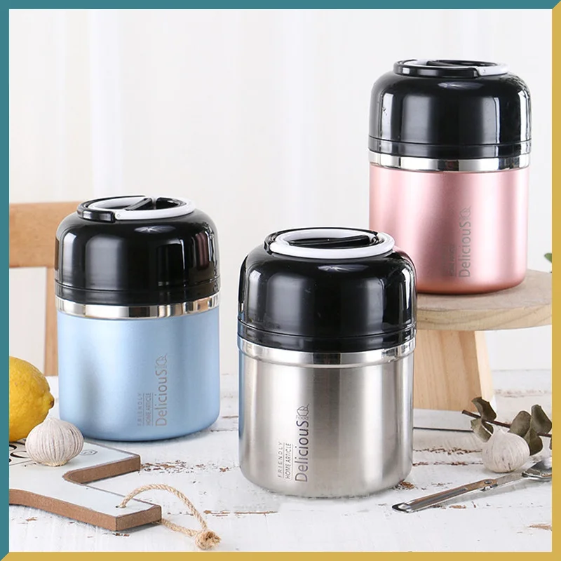 

High Quality Double Stainless Steel Thermal Lunch Box Long-term Insulation Bento Box Office School Food Storage Container