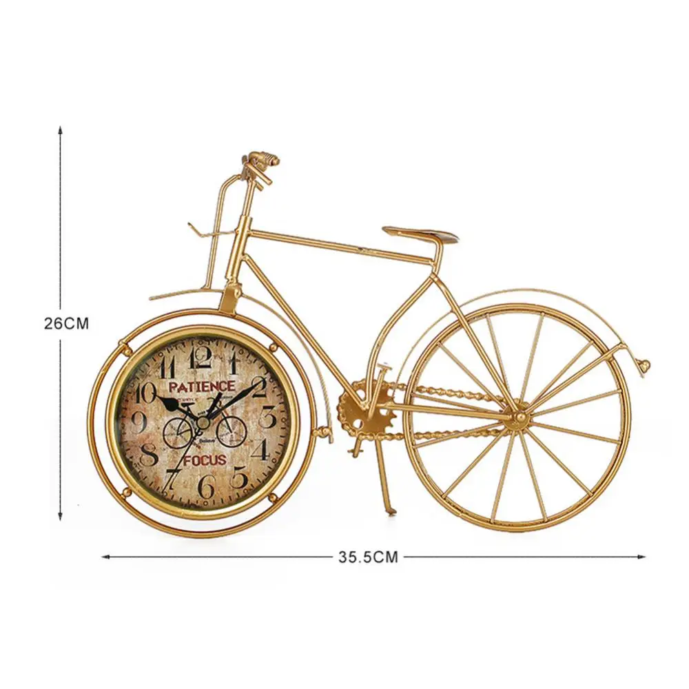

Hot Sales Retro Vintage Silent Iron Bike Bicycle Clock Home Office Living Room Table Decor