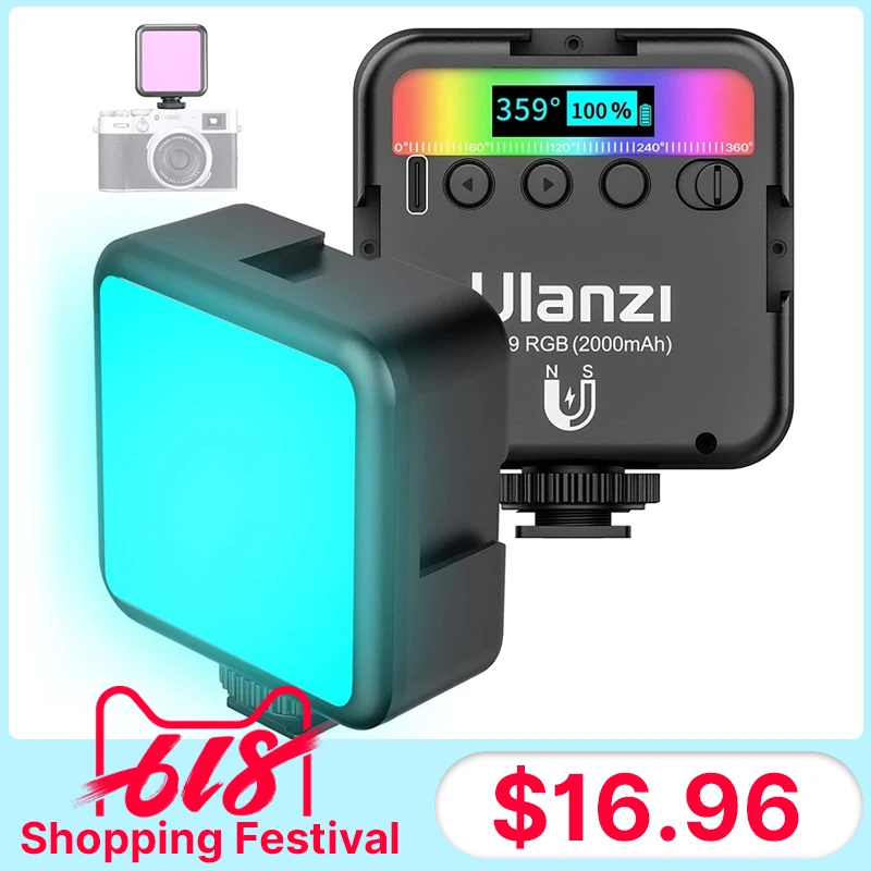  Ulanzi VL49 RGB Video Lights Mini LED Camera Light 2000mAh Rechargable LED Panel Lamp Photo Video Lighting  for Youtube Tik tok 