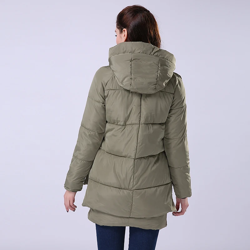 Женская парка с капюшоном FIONTO теплая длинная стеганая куртка размера плюс