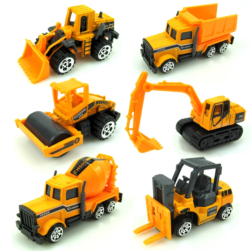 16Pcs Car Toys Mini Alloy Engineering Model Tractor Toy Dump Truck Classic Vehicles Gift For Boys Dropshipping | Игрушки и хобби