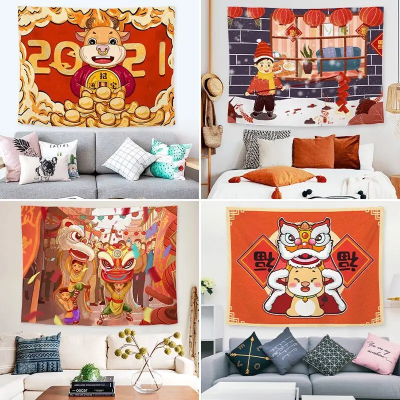 

New Year Decoration Bedroom Tapestry Background Wall Cloth Beach Blanket Tapestry Protector Throw Bedspread