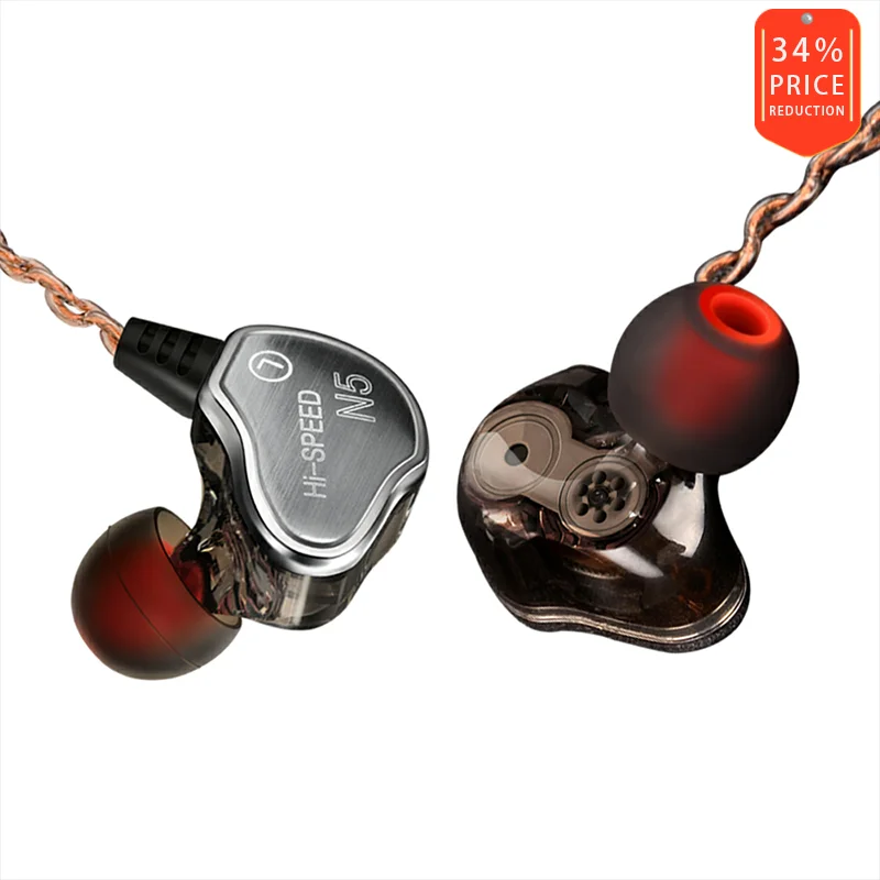 Двухпроводные наушники в виде катушки движения металлические проводные с