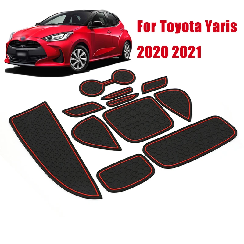 Smabee Anti-Slip Gate Slot Cup Mat Fit for Toyota Yaris Cross 2020 2021 SUV Accessories Rubber Door Pad Car Non-Slip Mats Cover BLACK