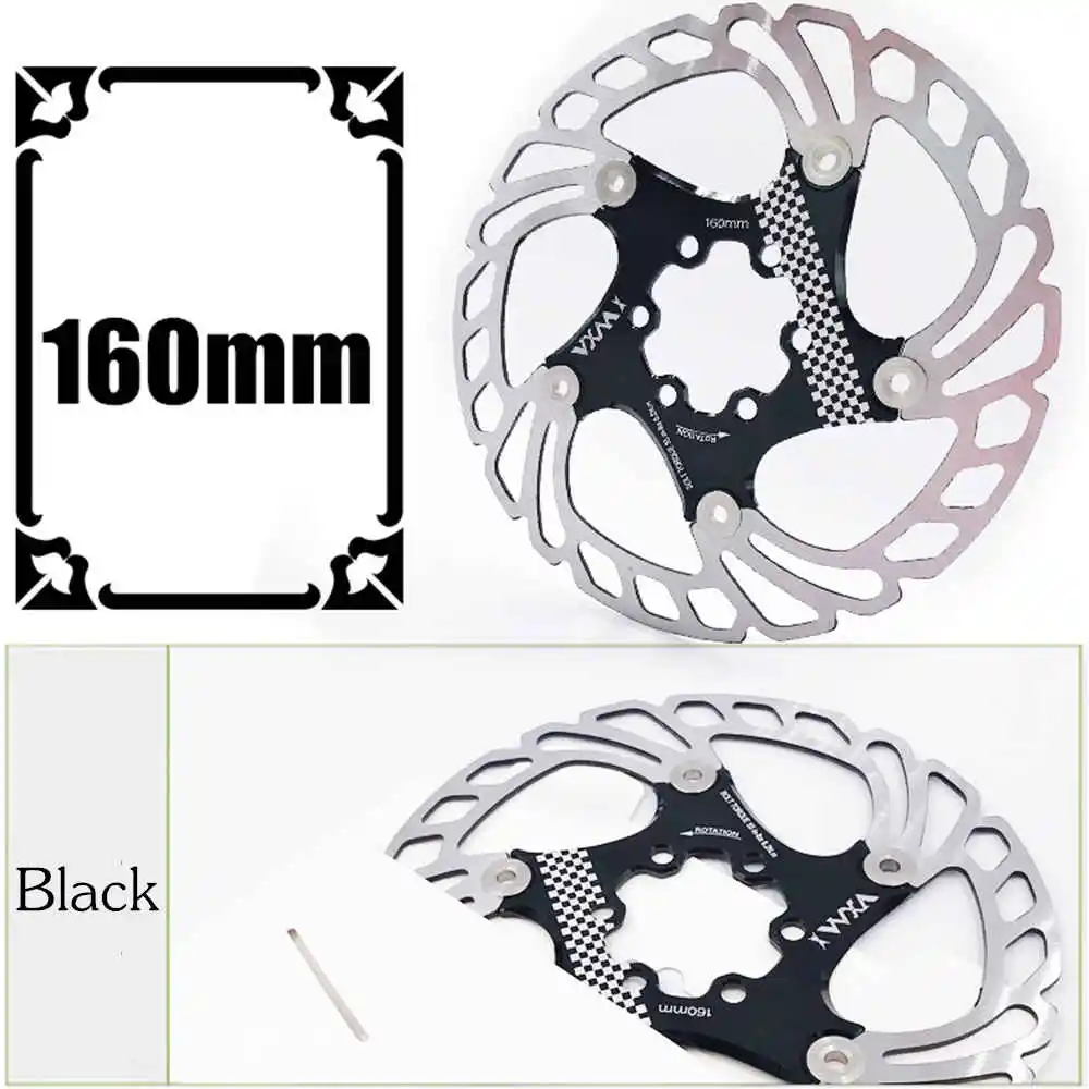 160mm Black Велосипед vxm плавающие дисковые тормоза поплавок/сверхлегкий MTB велосипедные тормозные колодки с шестью отверстиями дисковые роторы 140/160/180/203 мм Запчасти для велосипедов - Цвет: 160mm Black