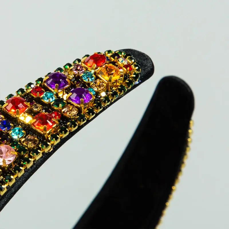 

Baroque Luxury Jewelry Hair Hoop Glitter Colorful Water Drop Crystal Bandana 63HC