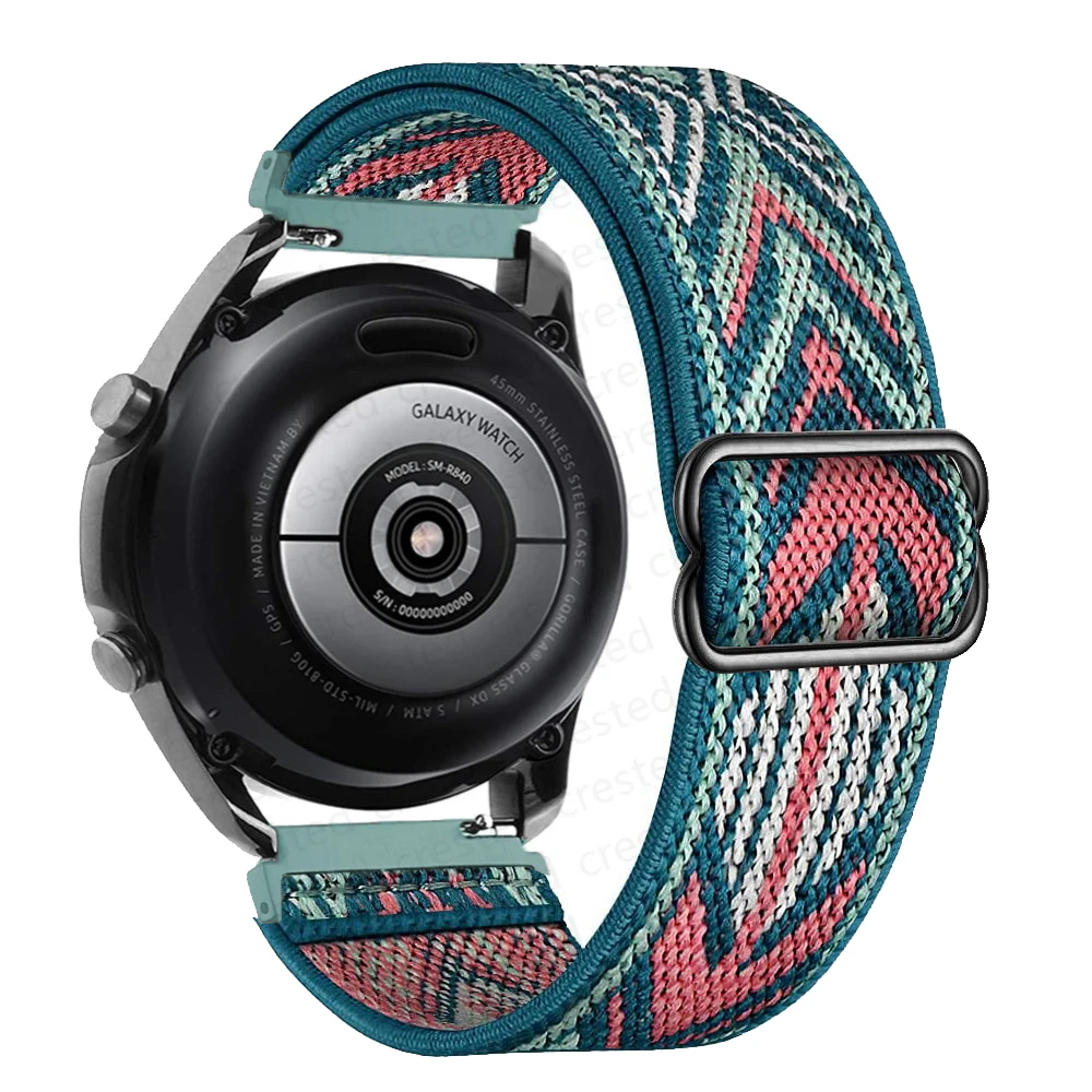 

20mm/22mm Strap For Samsung Galaxy watch 3/Active 2/46mm/42mm/ Gear S3 Adjustable Elastic Nylon bracelet Huawei GT/2/2E/Pro band