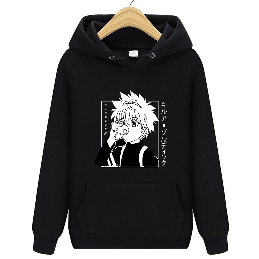 

Japanese Anime Funny Killua Eyes Killua HxH Hoodies 2021 Winter Japan Style Hunter X Hunter Sweatshirts Streetwear for Women men