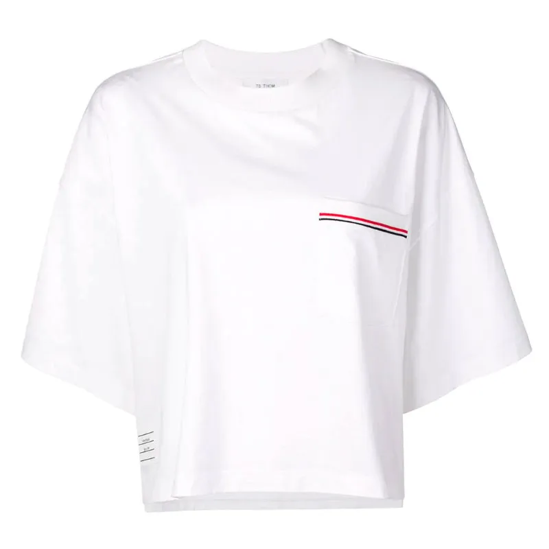 Модная брендовая короткая футболка TB THOM для женщин свободная спортивная одежда в