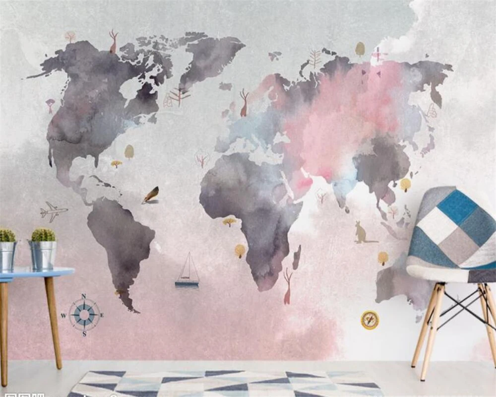 Пользовательские обои wellyu 3d фотообои ручная роспись мультфильм Карта мира