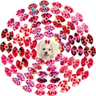 60 шт. Домашний питомец собака женские аксессуары для волос со стразами собаки заколки для волос розовый любовь Стиль собака, бант из ленты, резинки Товары для собак Samll банты для собак