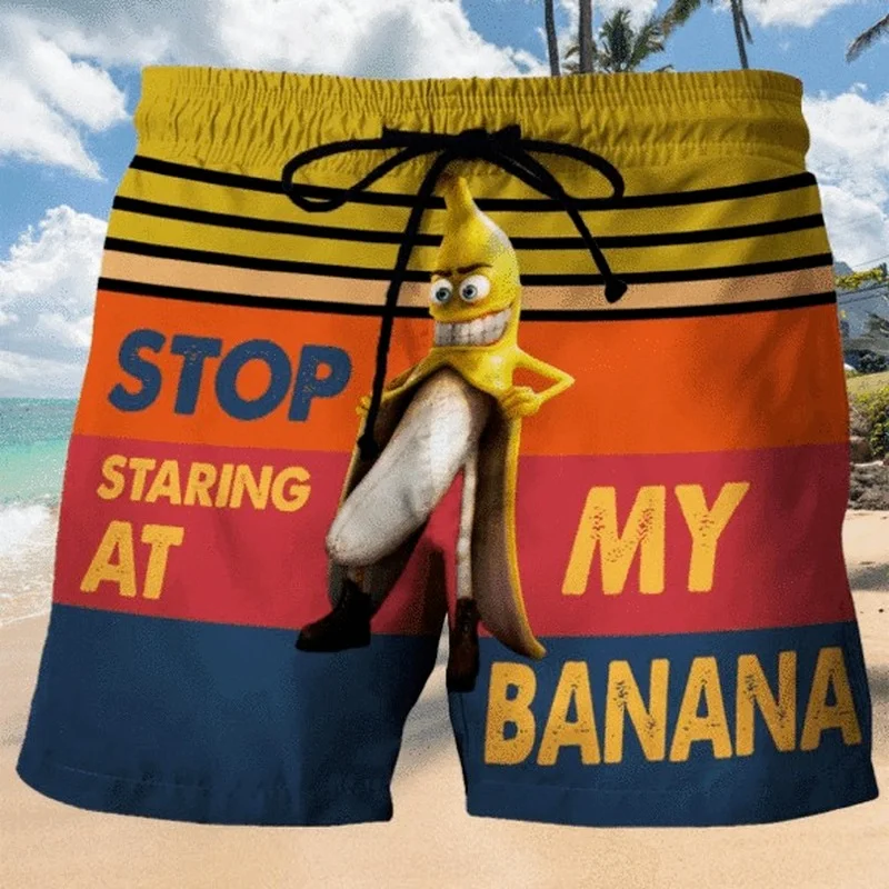 

2021 new men's spoof pattern 3D printed shorts vacation leisure beach shorts
