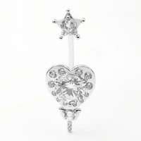 2021 new trend body decoration jewelry for women real 925 silver heart key star navel piercing belly button rings gift